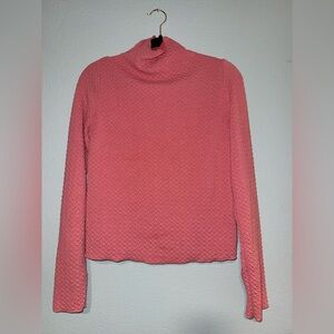 Elegant Coral Cowl Neck Sweater Size M